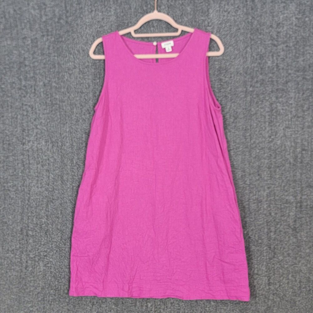 J Crew Dress Womens 8 Magenta Pink Linen Cotton Blend Sleeveless Mini w/ Pockets